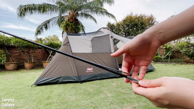 This is a picture of a small crack on my fiberglass pole for the hinged D-door of the WeatherMaster 10-Person Tent.