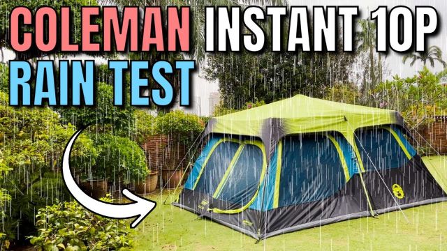 This is a picture of my Coleman 10-Person Instant Cabin Tent in my yard when it was raining.