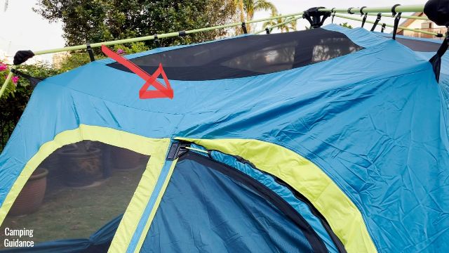 The droopy tent fabric of the Coleman Instant Cabin 10