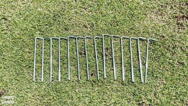 This is a picture of the 14 steel stakes that were provided with the Ozark Trail 10-Person Cabin Tent.