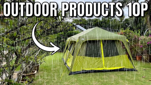 This is a picture of my Outdoor Products 10-Person Instant Cabin Tent in my yard while it was raining.