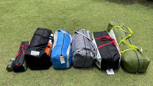 This is a picture of 5 out of 6 of my 10-person tents. From left to right: 32oz Nalgene bottle, Coleman 2-Person Sundome Tent (for size comparison), Ozark Trail 10-Person Cabin Tent, Columbia Mammoth Creek 10-Person Tent, Core 10-Person Straight Wall Cabin Tent, Coleman WeatherMaster 10-Person Tent, Outdoor Products 10-Person Instant Cabin Tent.