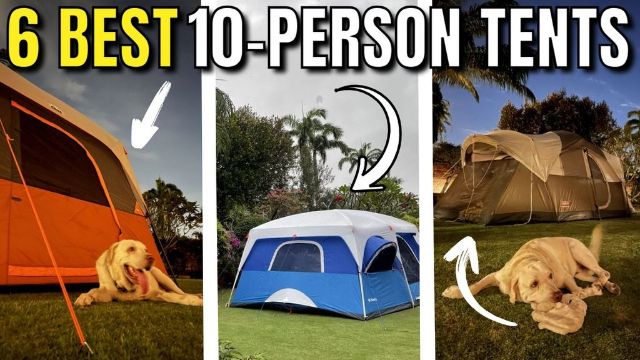 This is a picture of a few of my 10-person tents in my yard. From left to right: Core 10-Person Tent, Columbia Mammoth Creek 10-Person Tent, Coleman WeatherMaster 10-Person Tent.
