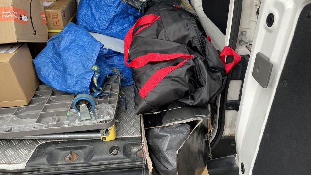 This is a picture of what my Coleman 10-Person Instant Cabin Tent looked like when I sent it back to Amazon (because of the manufacturing defect).