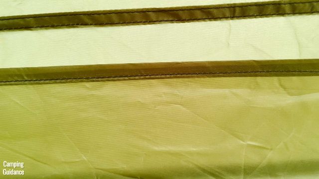 This is what the stitching inside the Outdoor Products 10-Person Instant Cabin Tent looks like.