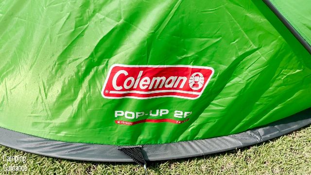 This is a picture of the logo of the Coleman 2-Person Pop Up Tent.