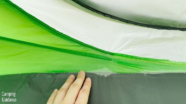 Seam taping in the Coleman Pop Up 2