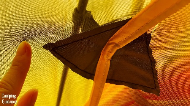 This is what the pole clip attachments of the Teton Sports 1-Person Vista Quick Tent looks like from the inside of the tent.
