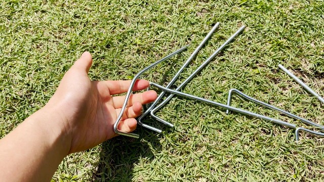 This is what one of my bent Coleman pegs look like. I accidentally stepped on it while camping.