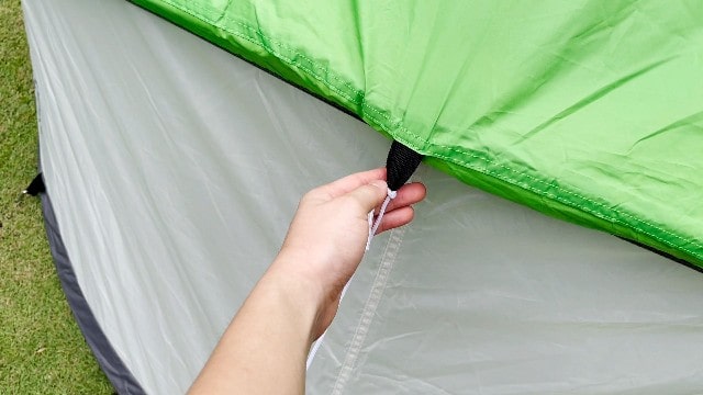 This is what the guy-out point of the Coleman 4-Person Pop Up Tent looks like.