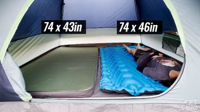 This is what the Coleman Skydome 4-Person Tent looks like with 2 double pads (the Exped MegaMat Duo 10 and the Klymit Uninsulated Double V).