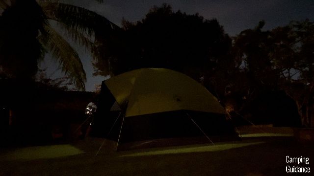 Here’s what the Dark Room Sundome Tent looks like at night.