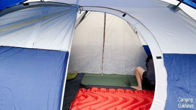 This is a picture of the room divider of the Coleman Elite Sundome Tent with sleeping pads in place.