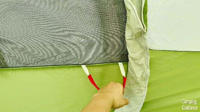 This is a close up of the handle of the hinged D-door feature.