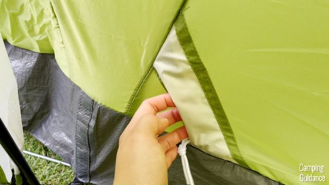 This is what the e-port of the Coleman Montana 8-Person Tent looks like. This picture is taken from the outside of the tent.