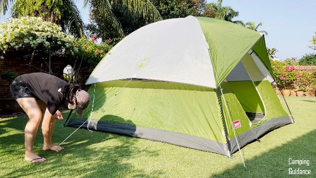 This is a picture of me guying out the Coleman Sundome 6.