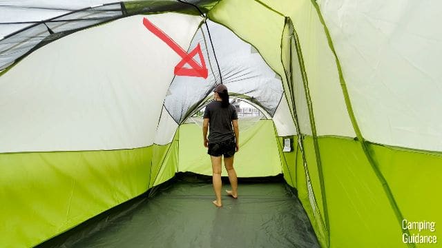 This is where my head touches the mesh at the top of the Coleman Montana 8-Person Tent.