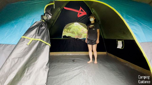 This is where my head would touch the top of the Coleman Sundome Dark Room Tent.