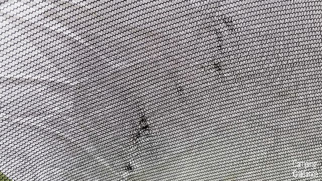 The ceiling mesh of the Coleman Montana 8-Person Tent was a little unsatisfactory; check out these inconsistent mesh patches throughout the entire tent.