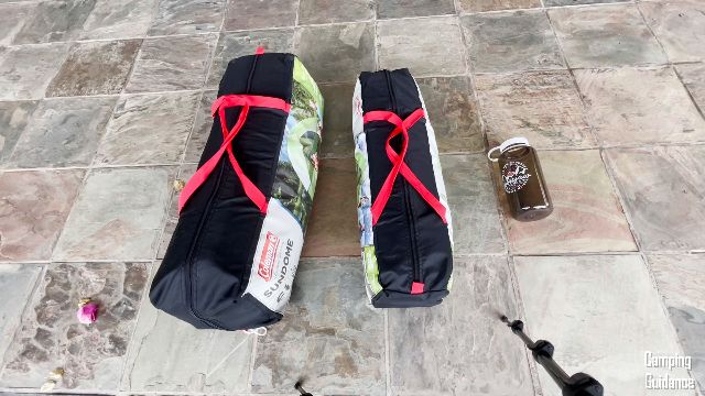 From left to right: Coleman Sundome 6-Person Tent, Coleman Sundome 2-Person Tent, 32-ounce Nalgene bottle.