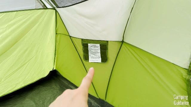 This is a picture of one of the storage pockets inside the Coleman Montana 8-Person Tent.