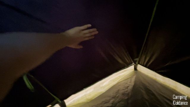 The blackout fabric of the Coleman Sundome Dark Room 6