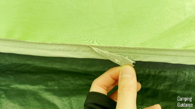 What one of the seams in my Coleman Sundome 2 looked like.