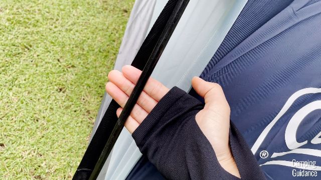 One of the fiberglass poles of the Coleman Skydome Tent.