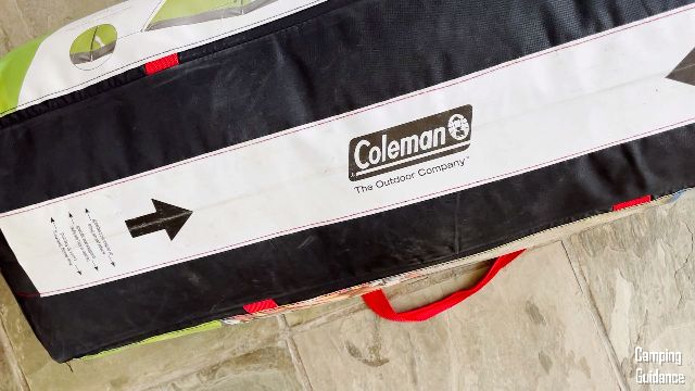 The removable strip at the bottom of the carry bag of the Coleman Sundome 6.