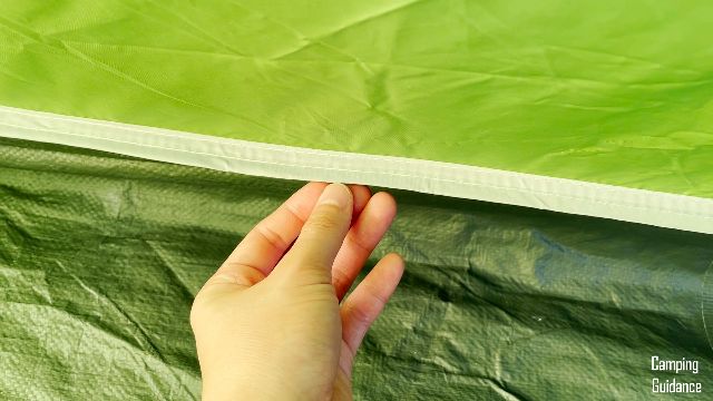 This is a picture of the bathtub flooring seam in the Coleman Sundome 6-Person Tent.