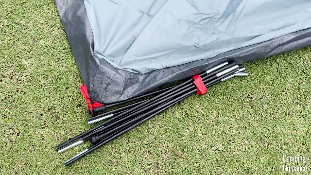 This is what the pre-attached fiberglass poles of the Coleman Skydome Tent look like.