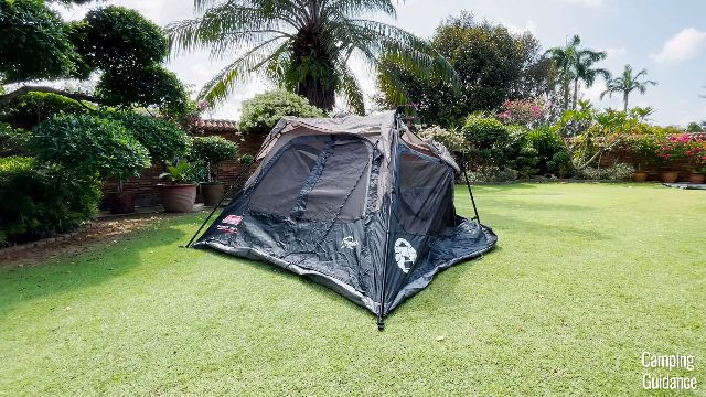 The Coleman Instant Cabin 4 partially set up.