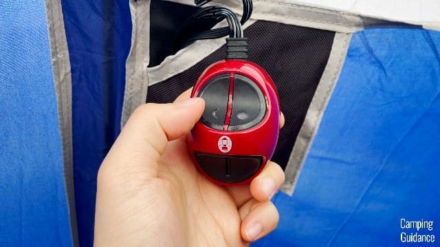 This is the lighting switch that comes with the Coleman Elite Sundome Tent. The left is for night lighting, the right is for day lighting (if needed).