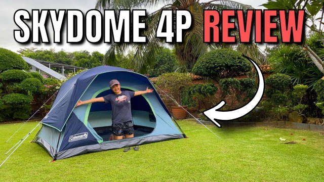 This is a picture of me in my Coleman Skydome 4-Person Tent in my yard.