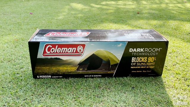 This is what the Coleman Sundome Dark Room Tent looks like before unboxing.