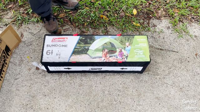 This is what the Coleman Sundome 6 looks like directly out of the cardboard box.