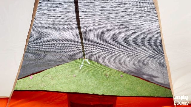 This is one of the vents of the Coleman Red Canyon 8-Person Tent, pictured from the inside.