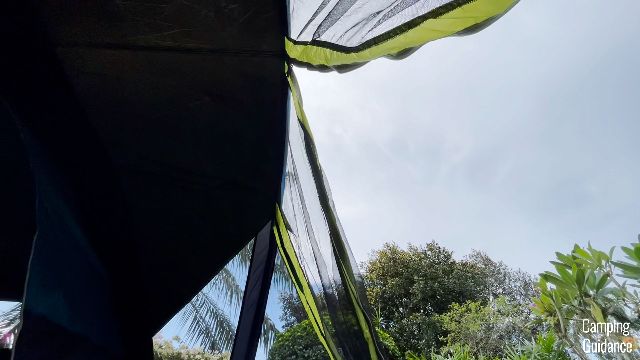 The bottom up view of the screen room of the Carlsbad Tent.