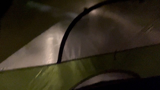 This is what the regular Coleman Sundome Tent looks like at night, from the inside.