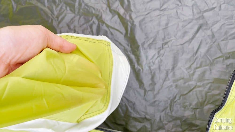 A close up shot of the tent body fabric of the Core Instant 9.