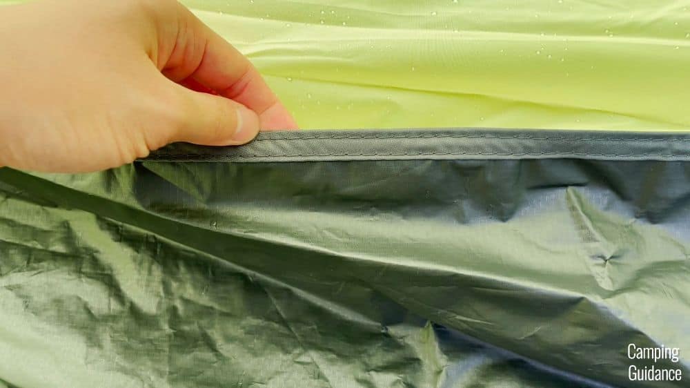 A close up shot of the inverted flooring seam in the Core Instant 9.