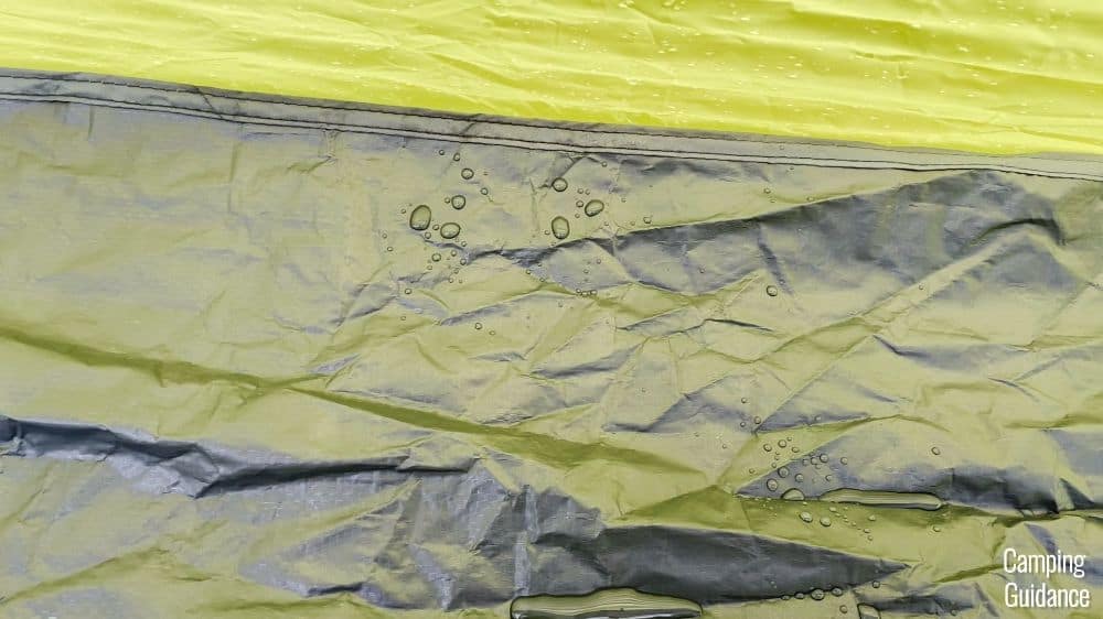 Leaking in the Core Instant Cabin 9 after the heavy rain test.