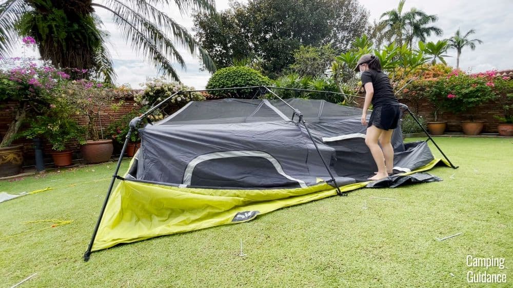 The author setting up her Core Instant Cabin 9
