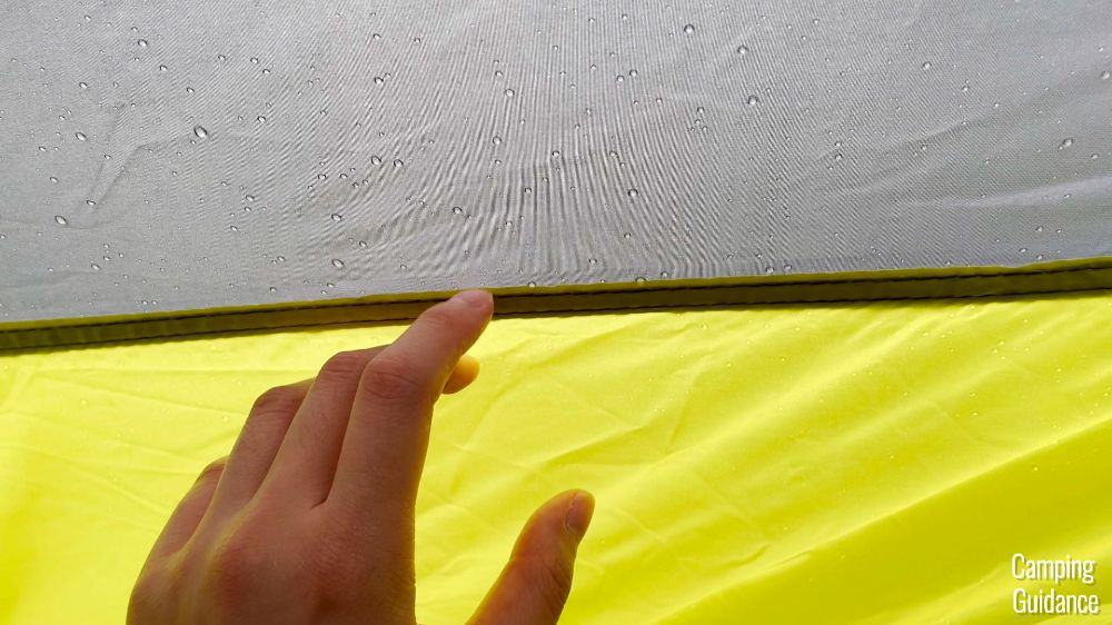 This is a close-up shot of one of the taped seams of the Core Instant 9.