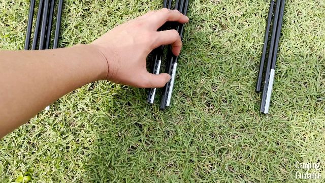 A close up shot of the hinged door fiberglass poles.