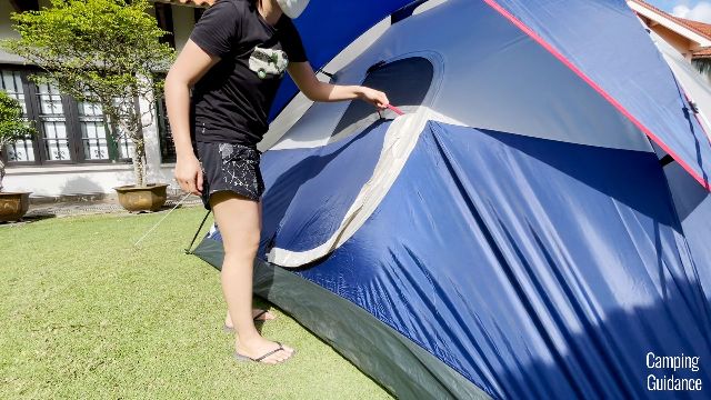 This is what the hinged door looks like when zipped closed. Although I'm using the handle to try and pull it open, it doesn't open.