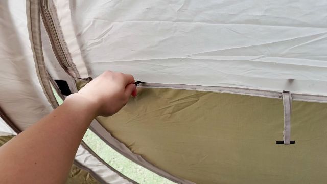 A close-up shot of the handle on the inside of the hinged door of the WeatherMaster 10.