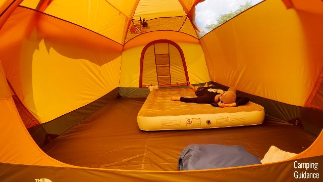 What 1 queen bed looks like inside The North Face Wawona 6.