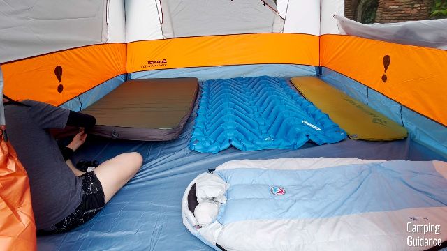 This is a picture of me inflating 6 pads in the Eureka Copper Canyon LX 6.