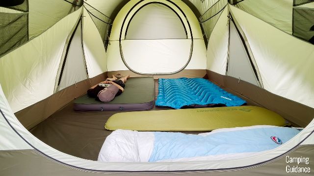 Me sleeping on one of my sleeping pads in the REI Wonderland 6.